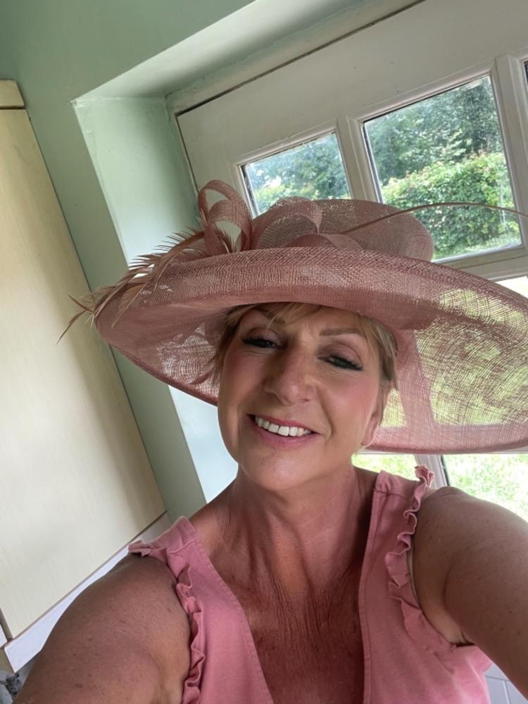 Classic Sinamay Blush Pink Wedding Hat - Customer Photo From Gaynor Fairburn