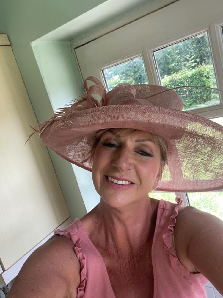 Classic Sinamay Blush Pink Wedding Hat - Customer Photo From Gaynor Fairburn