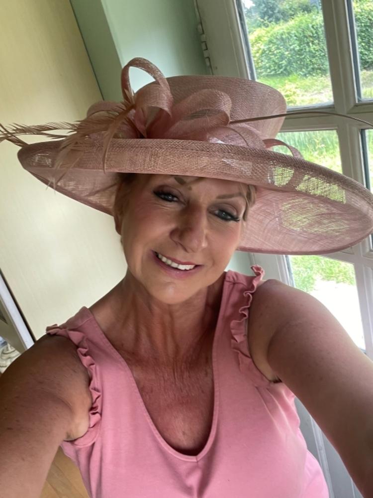 Classic Sinamay Blush Pink Wedding Hat - Customer Photo From Gaynor Fairburn