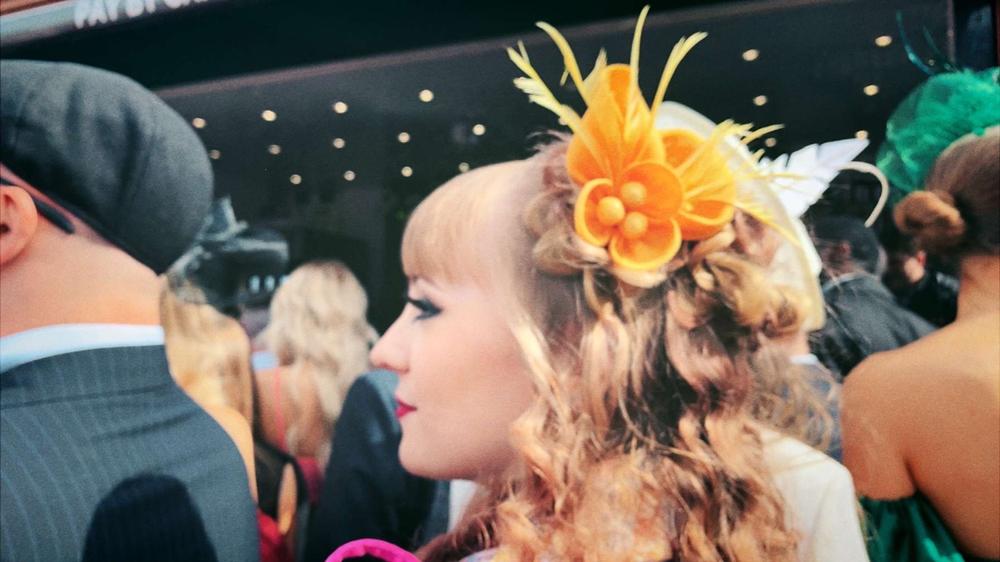 Small Mustard Yellow Flower Fascinator Clip with Feathers - Customer Photo From Anonymous