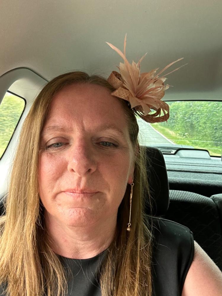 Small Dusky Pink Fascinator Clip with Feathers & Loops - Customer Photo From Anonymous