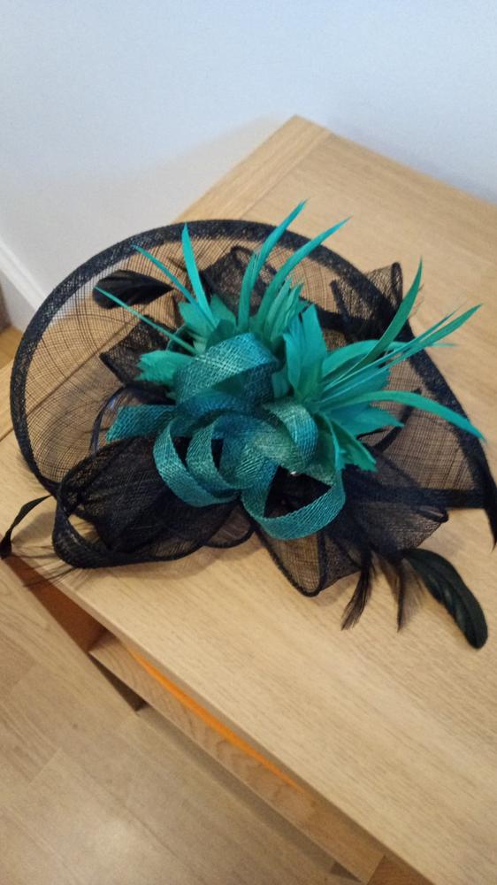 Small Green Fascinator Clip with Feathers & Loops - Customer Photo From Anonymous