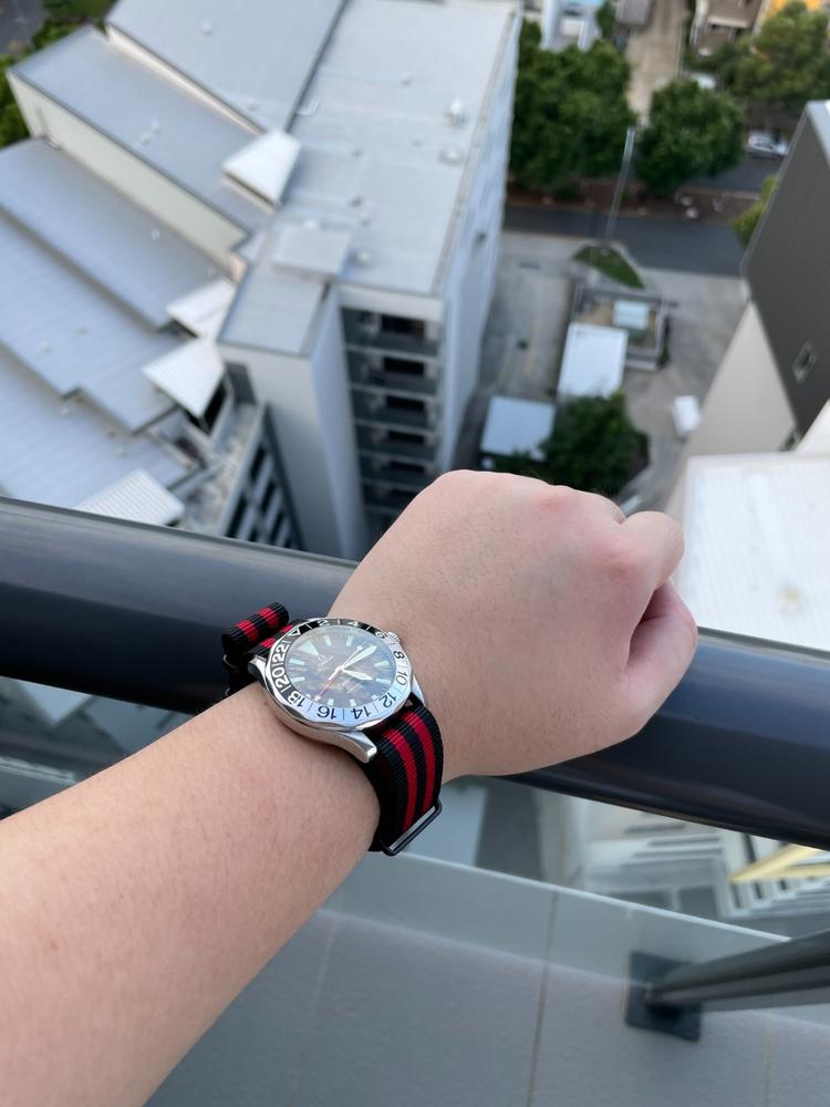 Black & Red watch strap (with black PVD buckles) - Customer Photo From Guanhao Xiao