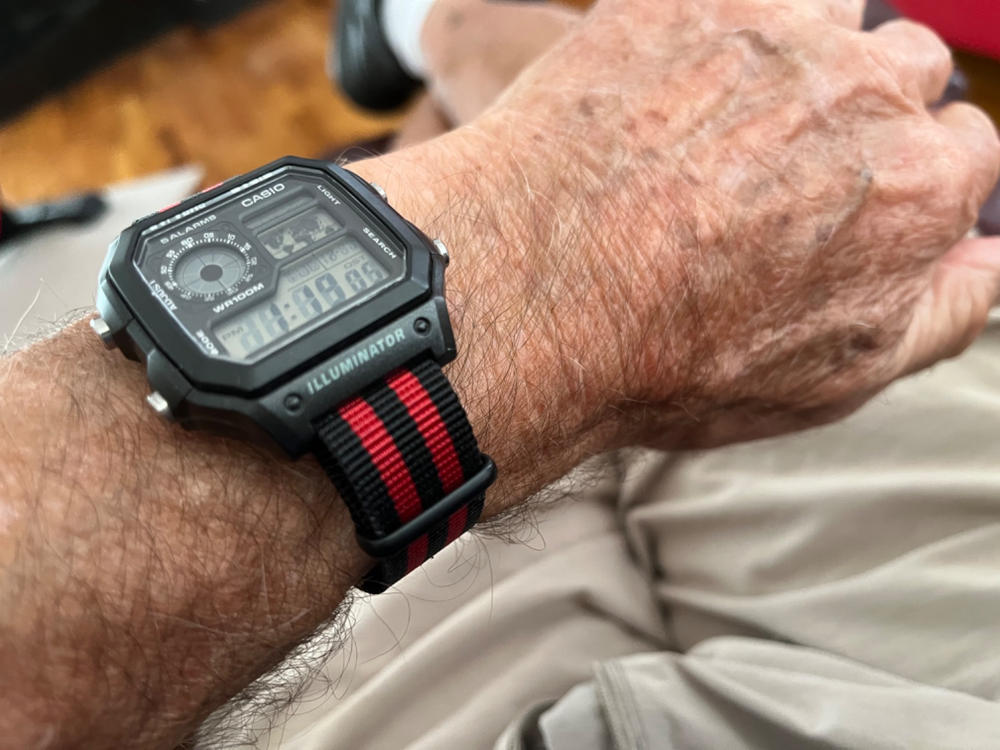 Black & Red watch strap (with black PVD buckles) - Customer Photo From David White