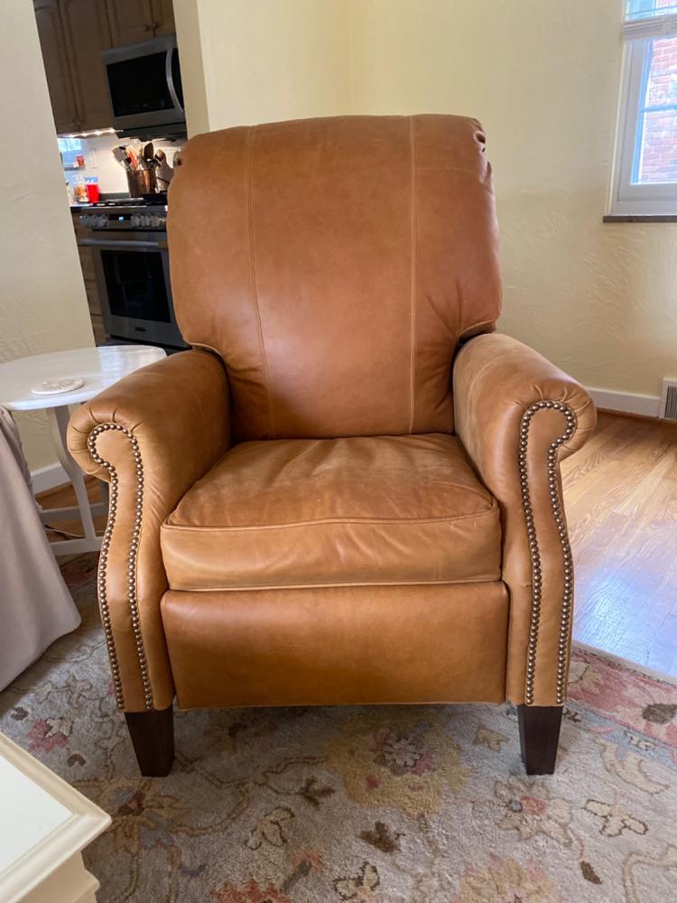 Hanover Traditional Leather Recliner With Nailhead Trim - Club Furniture
