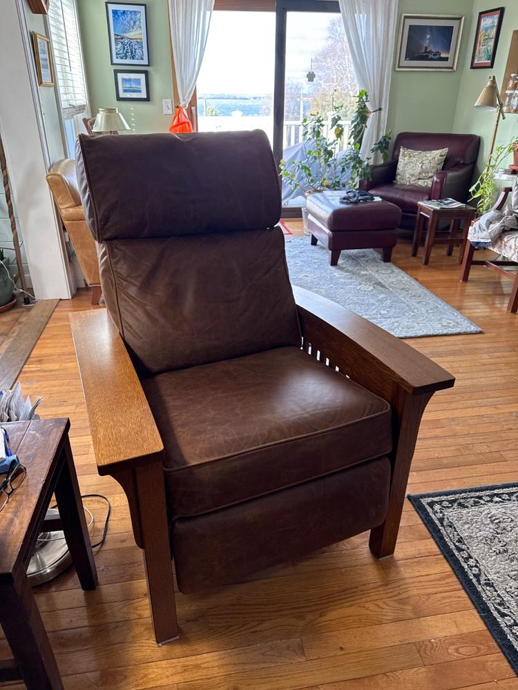 Aldrich Arts And Crafts Style Mission Leather Recliner Chair - Customer Photo From Bruce McIntyre