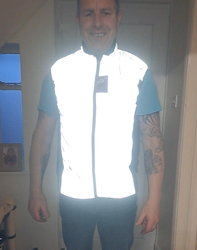 BTR Be Totally Reflective High Vis Cycling & Running Vest, Gilet 2-P (2 Side Pockets) - Customer Photo From Michael Powell