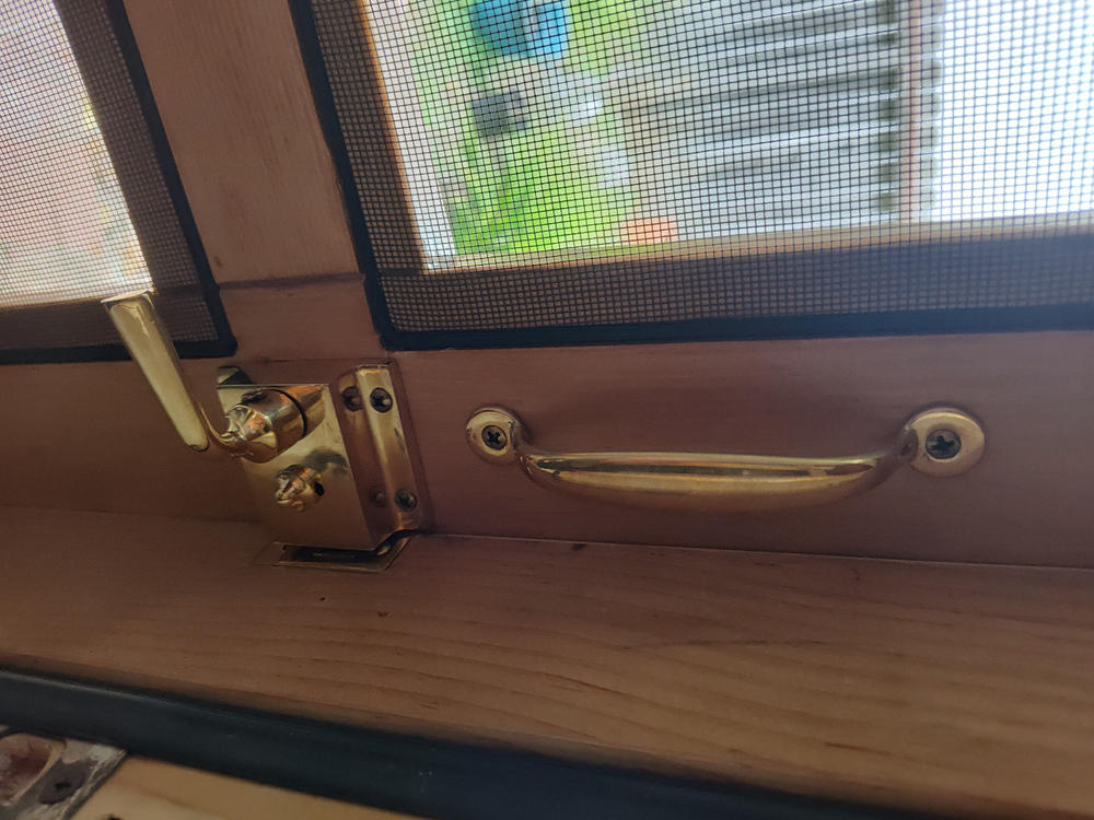 Brass Screen Door Rim Latch with Knob & Lever - Customer Photo From John Young