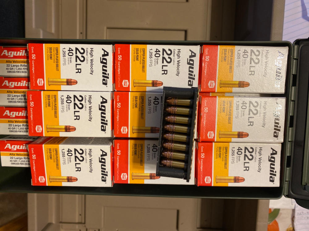 Aguila 1B220328 Super Extra High Velocity 22 LR 40 gr Copper-Plated Solid Point 50 Rounds - Customer Photo From Steve Chisholm