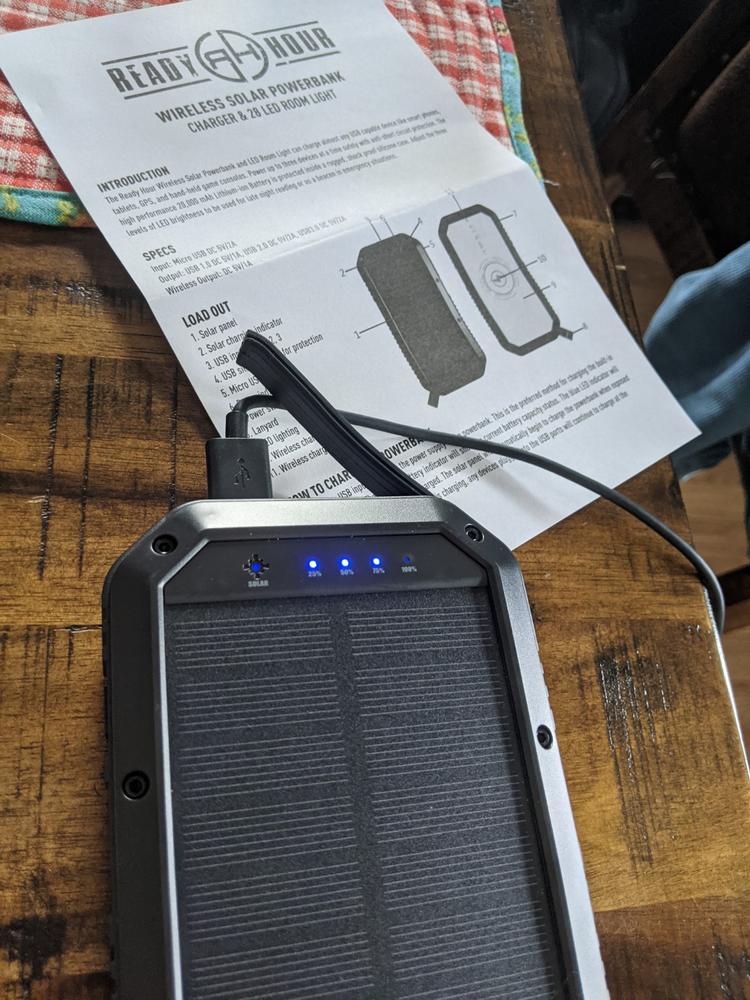 Wireless Ready Hour Solar Power Bank Charger & Room Light - 20,000 mAh