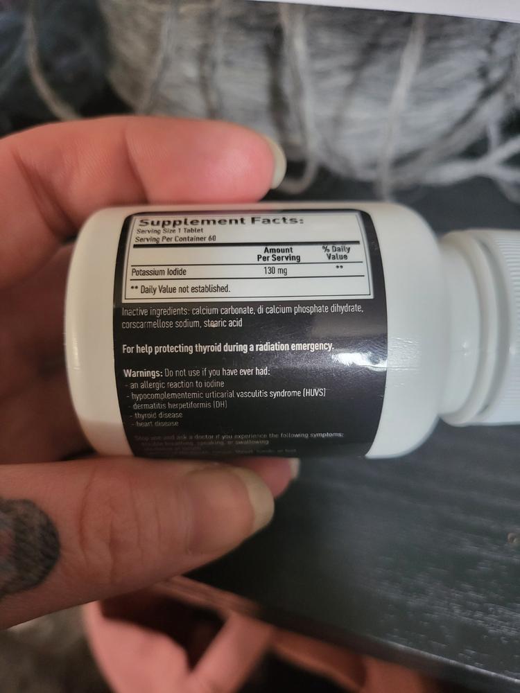 Potassium Iodide Anti-Radiation Tablets (130mg, 60ct) - Customer Photo From Stormie Holmes