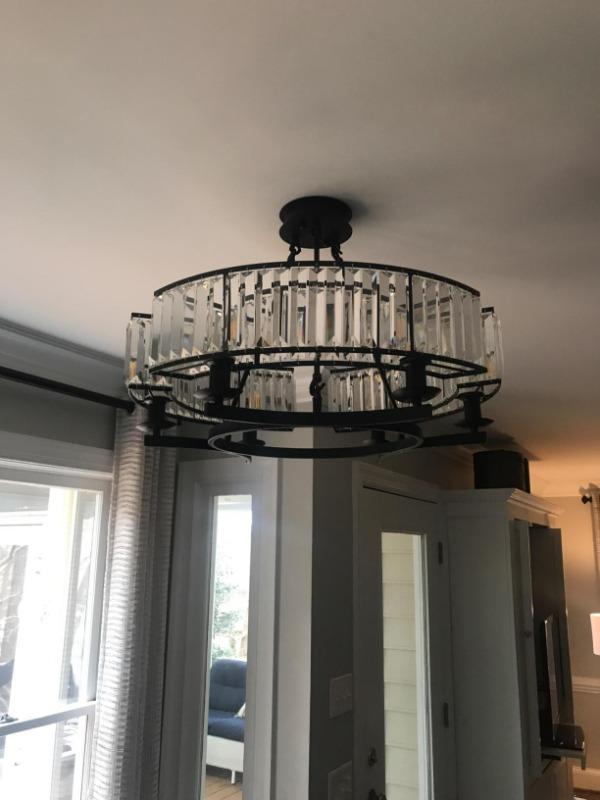 Industrial Farmhouse Crystal Chandelier - Customer Photo From Gabriella P