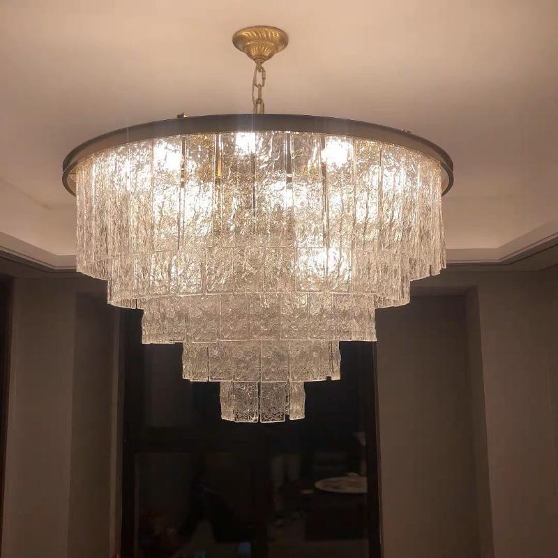 Golden Iron Art 5-Layer Glass Bar Round Chandelier - Customer Photo From Houston Jones