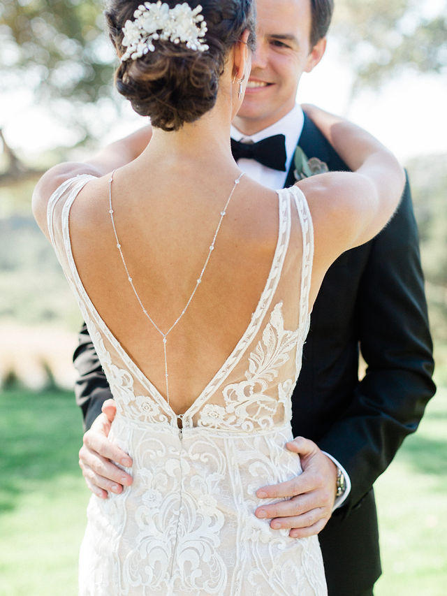 Bridal Back Pendant Necklace  Backdrop Silver Necklace Wedding – AMYO  Bridal
