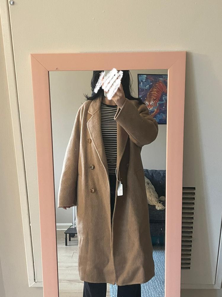 Petite double breasted camel cheap duster coat