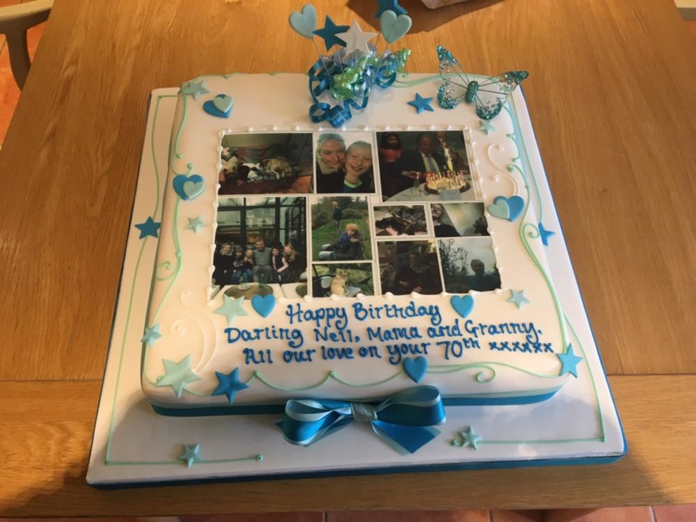 14 Inch Square Photo Cake Freshly Made Delicious And Delivered
