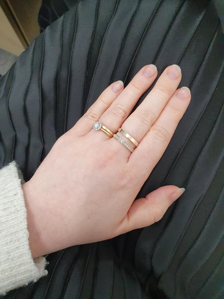 Diamond Parallel Ring - Solid 14ct Gold - Customer Photo From Anna M.