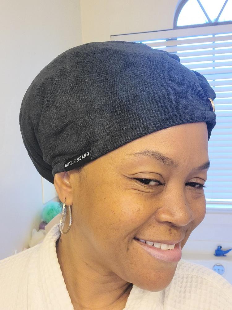 Micro Fiber Towel Turban - Black - Customer Photo From Oreana Bliss