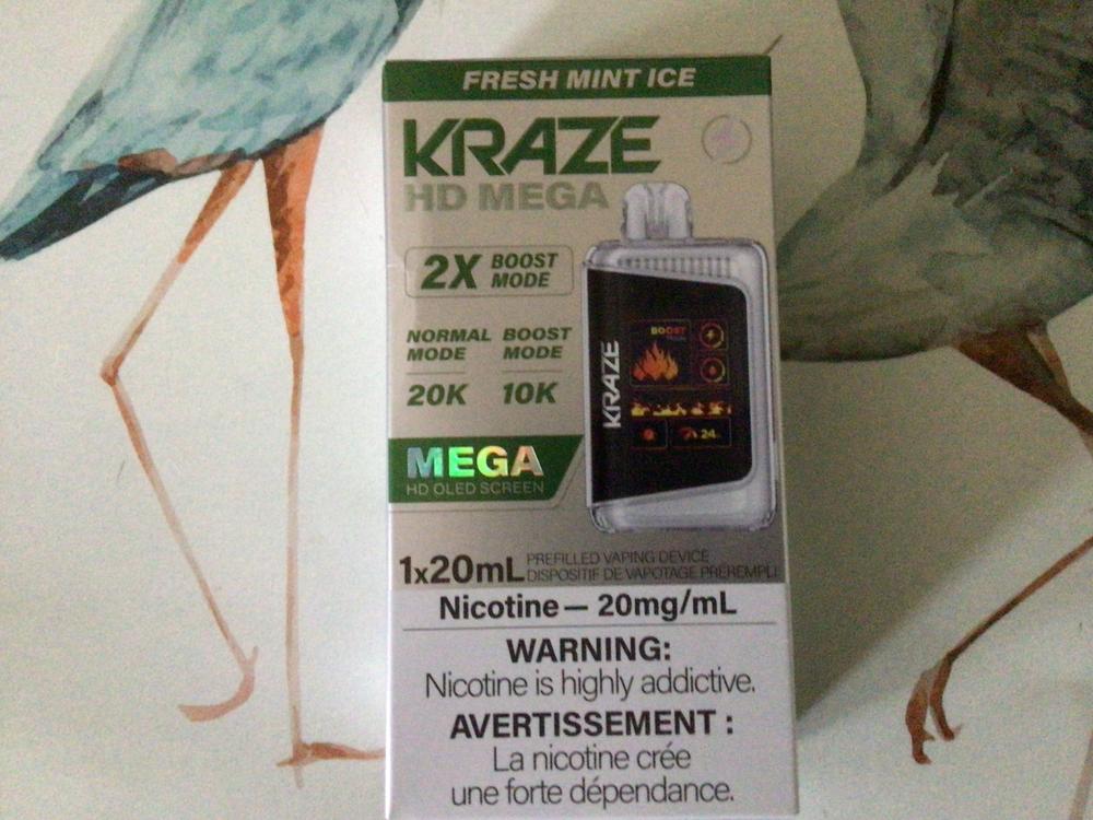 Glace à la menthe fraîche Kraze HD Mega Vape jetable - Customer Photo From Julie Langlois