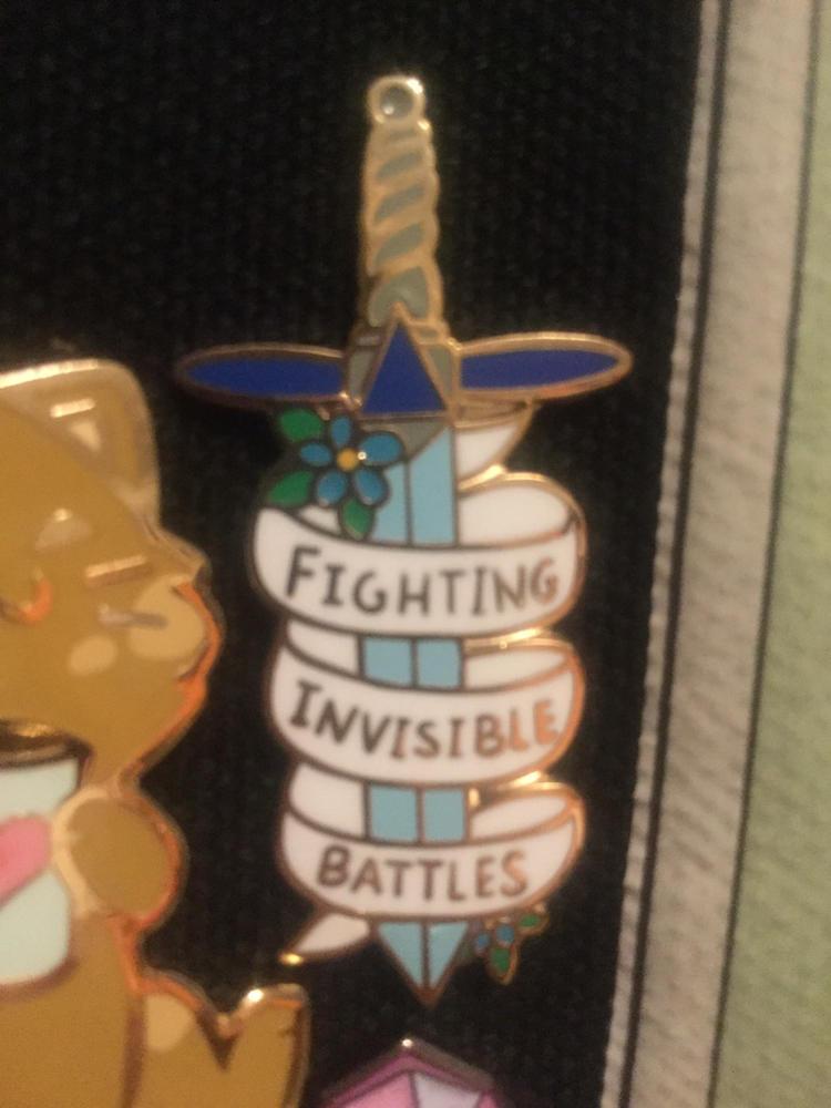 Fighting Invisible Battles Lapel Pin - Customer Photo From Philippa Carter