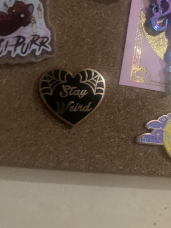 Stay Weird Black Heart Lapel Pin - Customer Photo From Catanna Garcia
