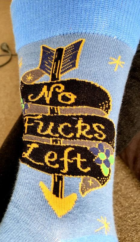 No Fucks Left Socks - Customer Photo From Maureen Ackerley