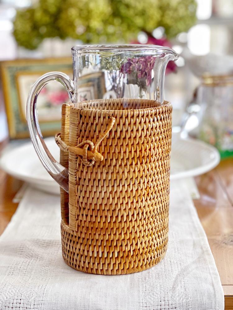 Glass Pitcher Hand Woven Wicker Natural Rattan Cover - Customer Photo From Jean Lettieri Kuskowski
