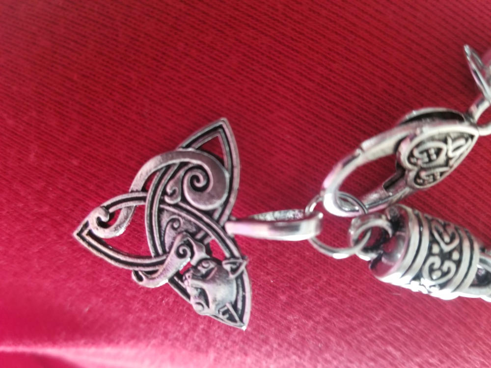 Stainless Steel Cat on Triquetra Celtic Necklace - Customer Photo From Jenilee Tuttle