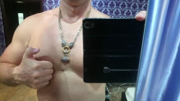 Gold & Silver Stainless Steel Wolf King Chain with Mjolnir - Customer Photo From Jacob Guidry