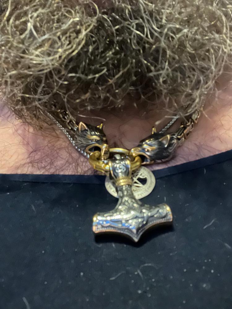 Vikings Wolf Mjolnir Stainless Steel King Chain Necklace - Customer Photo From JIMMY RAYNE