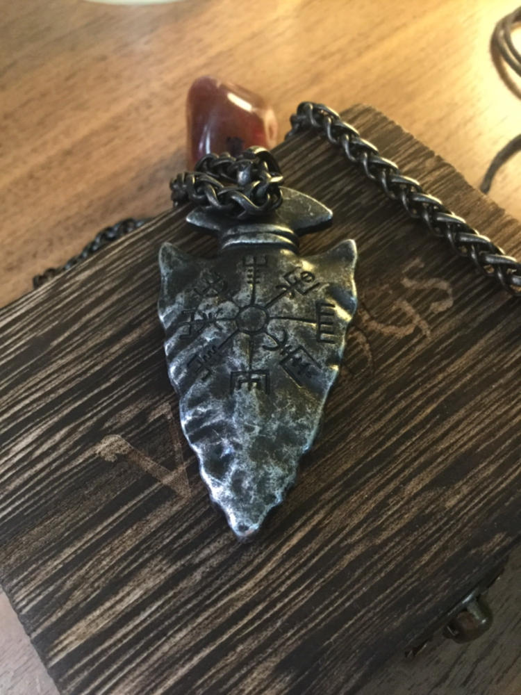 Viking Gungnir with Helm of Awe Stainless Steel Pendant & necklace - Customer Photo From Skye