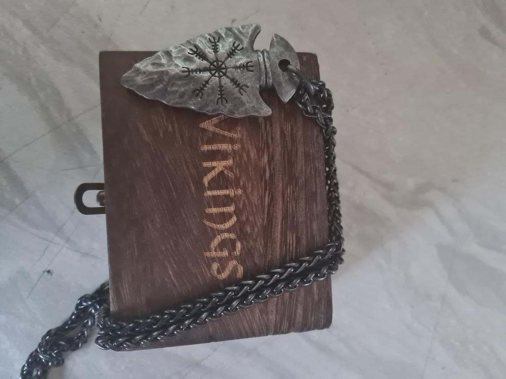 Viking Gungnir with Helm of Awe Stainless Steel Pendant & necklace - Customer Photo From Richard kelly