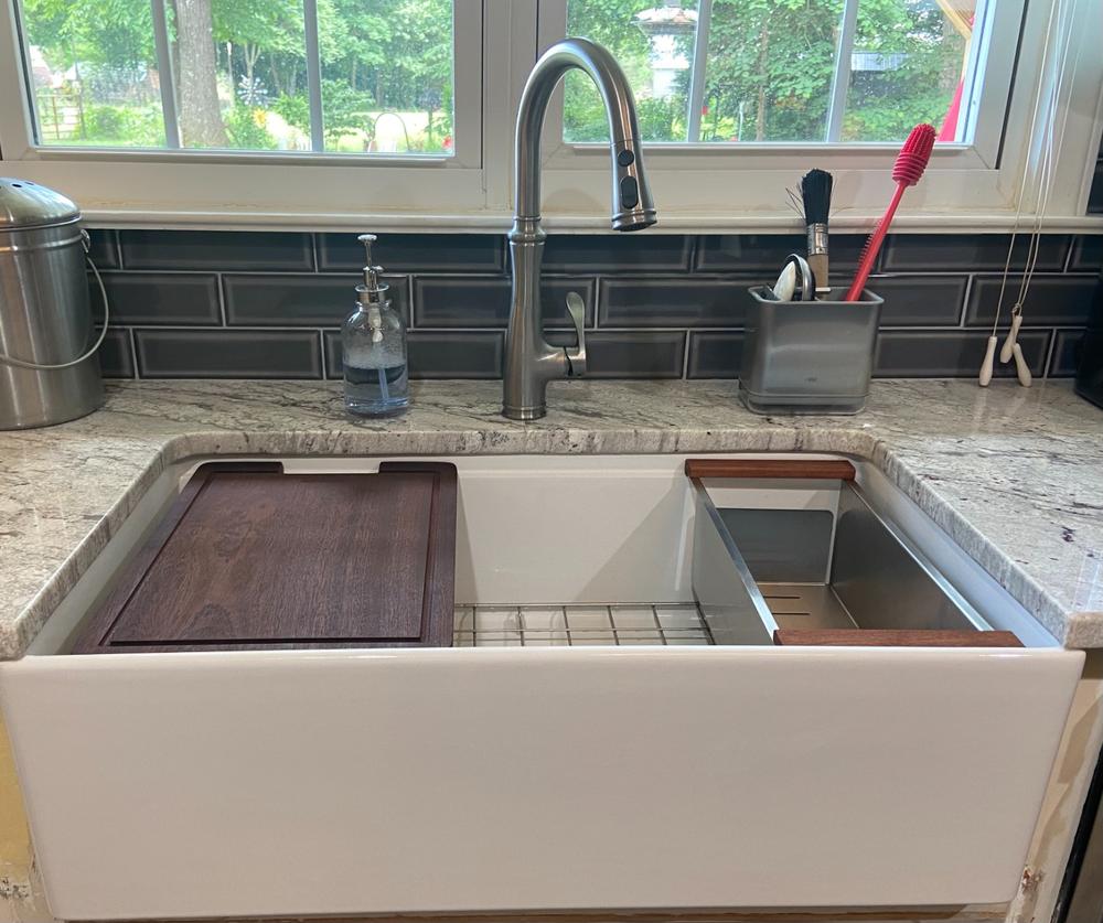BOCCHI Contempo 33" Fireclay Workstation Farmhouse Sink with Accessories, White, 1504-001-0120 - Customer Photo From Tess H.