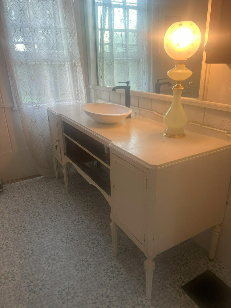 Karran Quattro 23" x 13.25" Oval Vessel Acrylic Solid Surface ADA Bathroom Sink with Matte Black Faucet and Accessories, White, QM160WH412MB - Customer Photo From Anne Van Dusen