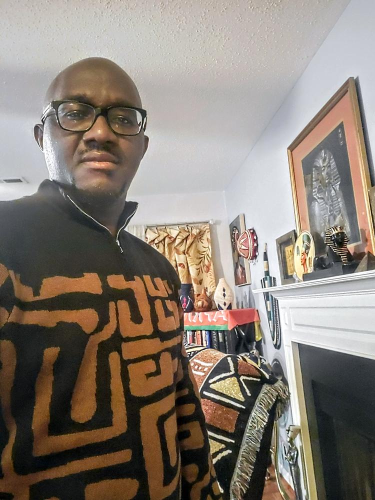 Hamadi Men's African Print Quarter Zip Sweater (Espresso Hamadi Men's African Print Quarter Zip Sweater (Espresso