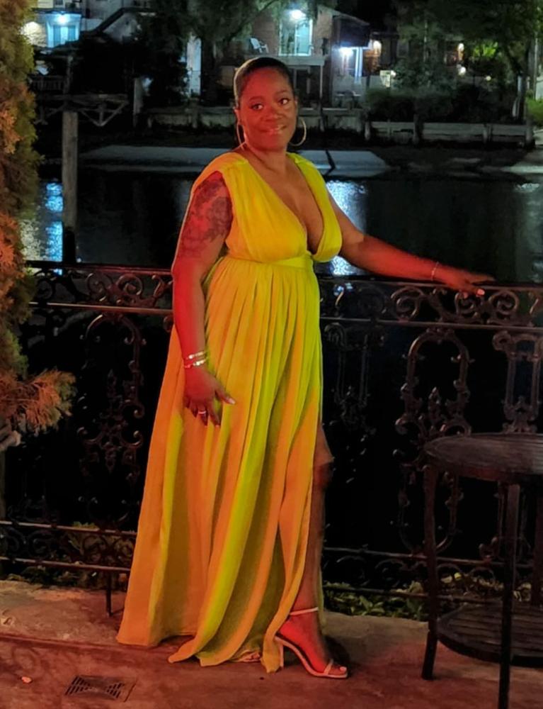 Valley Of Angels Lime Silk Pleated High Slit Maxi Dress - Customer Photo From Joan W