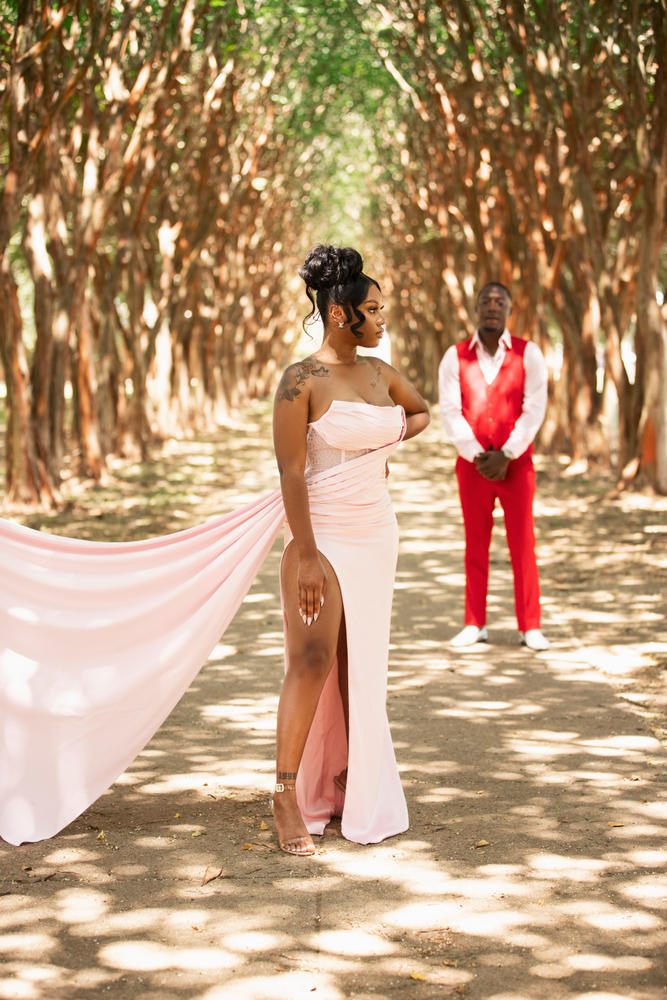 Holly Pink Crystallized Corset High Slit Satin Gown - Customer Photo From Keala Thomas