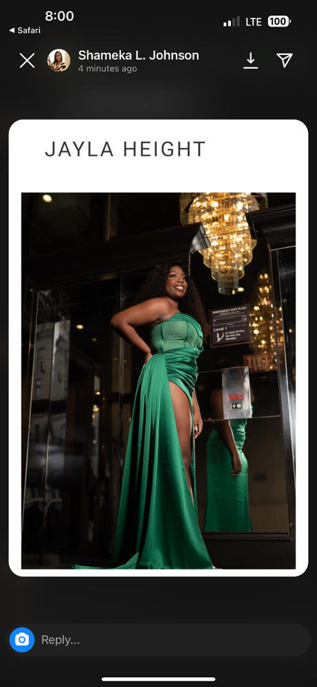 Holly Green Crystallized Corset High Slit Satin Gown - Customer Photo From Jayla Height