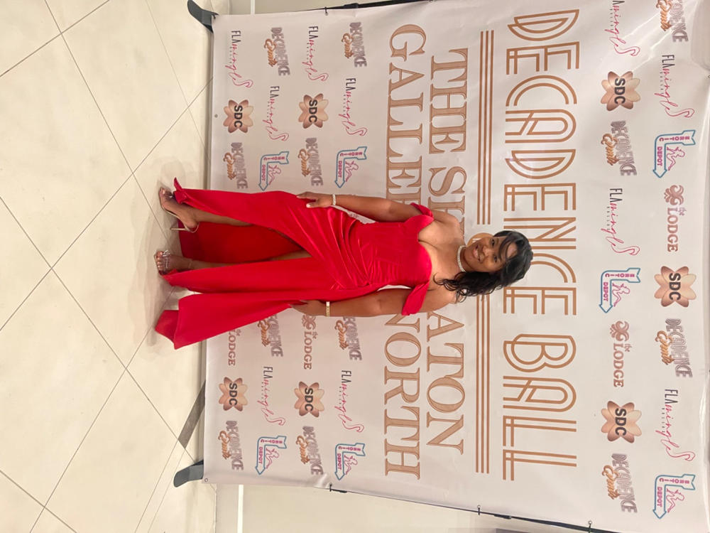 Zayda Red High Slit Corset Satin Gown - Customer Photo From ROBIN HUMPHREY