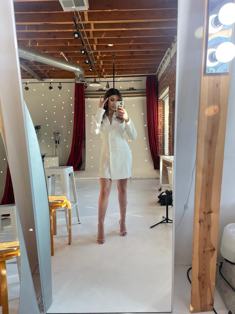 Freya White Crystal Fringe Blazer Dress - Customer Photo From Alexya