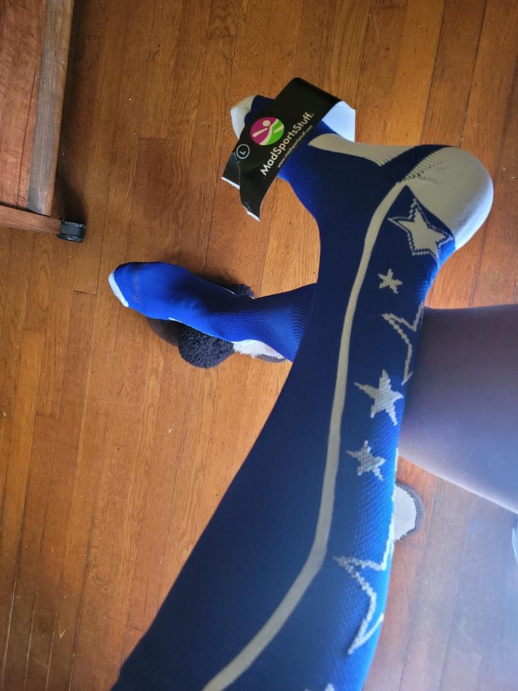 Crazy Socks with Stars Over the Calf Socks (multiple colors) - Customer Photo From James Cox