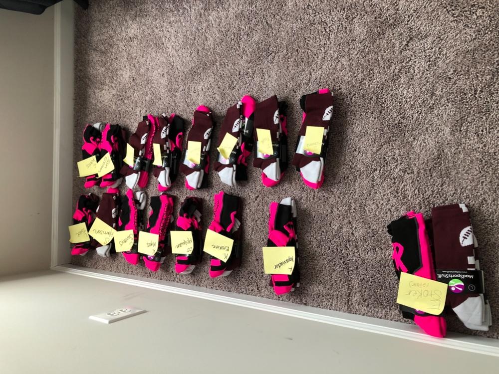 Pink Ribbon Breast Cancer Awareness Support Athletic Crew Socks - Customer Photo From Sequelia E.