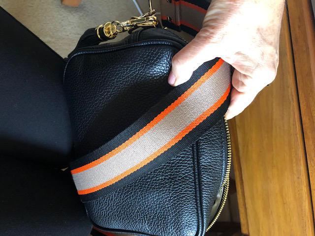 Crossbody Black (Black Orange stripe strap) - Customer Photo From Krystina Lyon