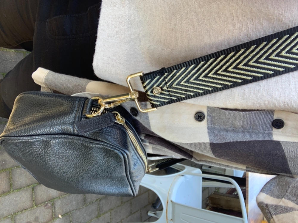 Crossbody Black (Aztec stripe strap) - Customer Photo From amanda muller