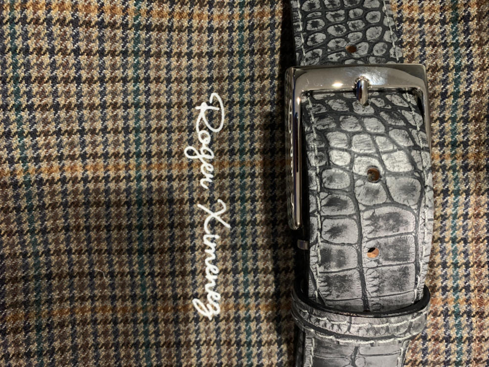 Platinum Mock Croc Leather Belt - Customer Photo From Anonymous