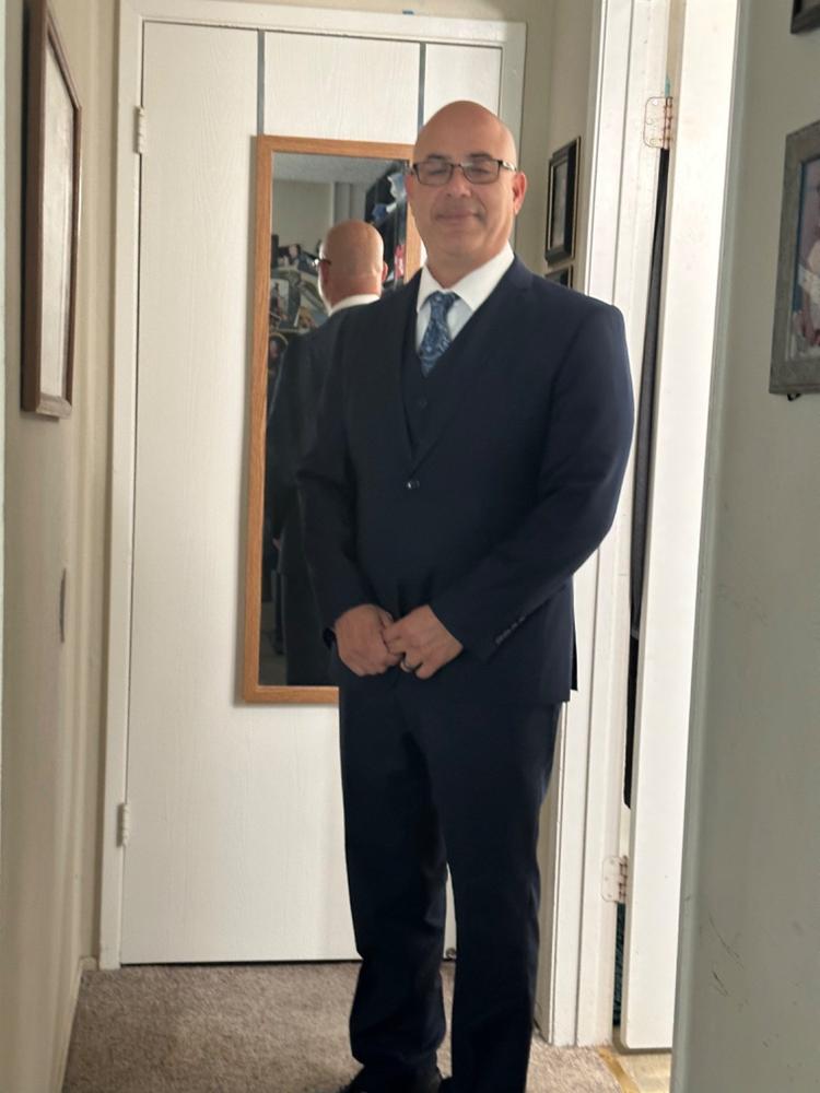 Navy Blue Three Piece Suit - Customer Photo From Jonathan Rosales