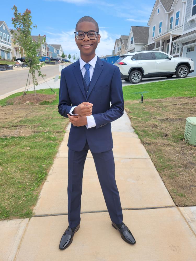 Navy Blue Three Piece Suit - Customer Photo From Stacey