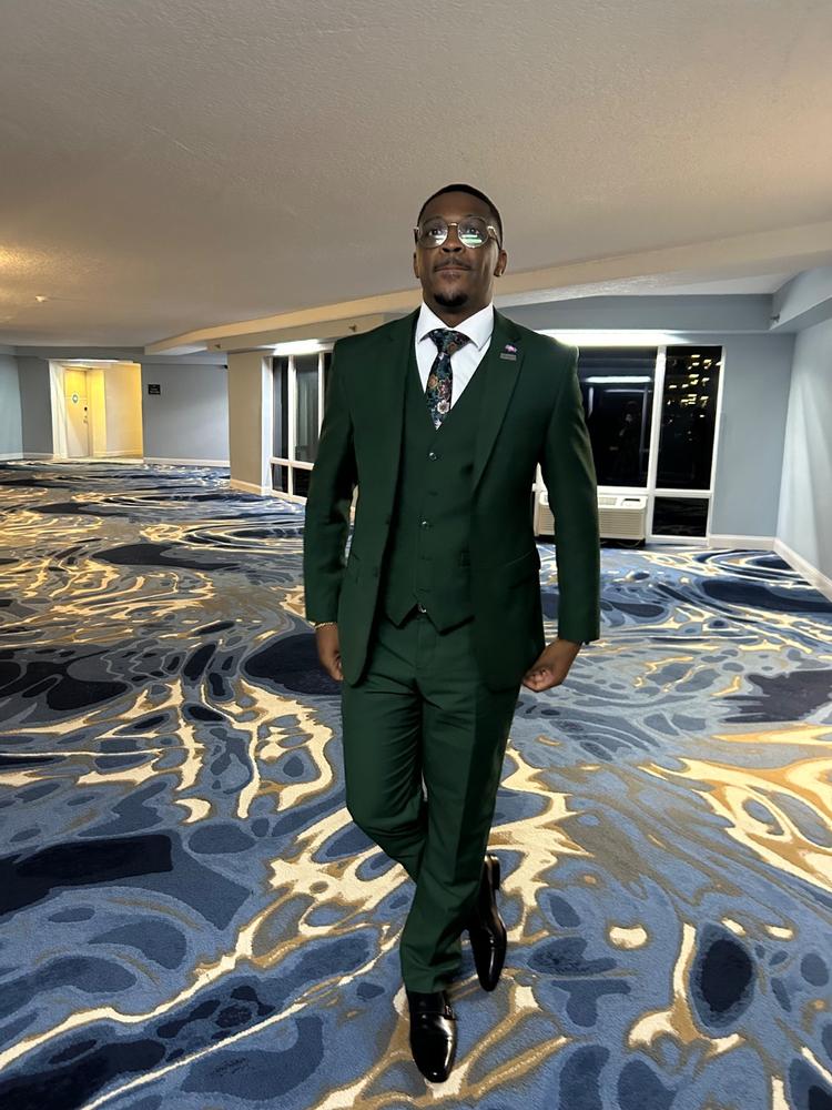 Forest Green Three Piece Suit - Customer Photo From Camron Brunson