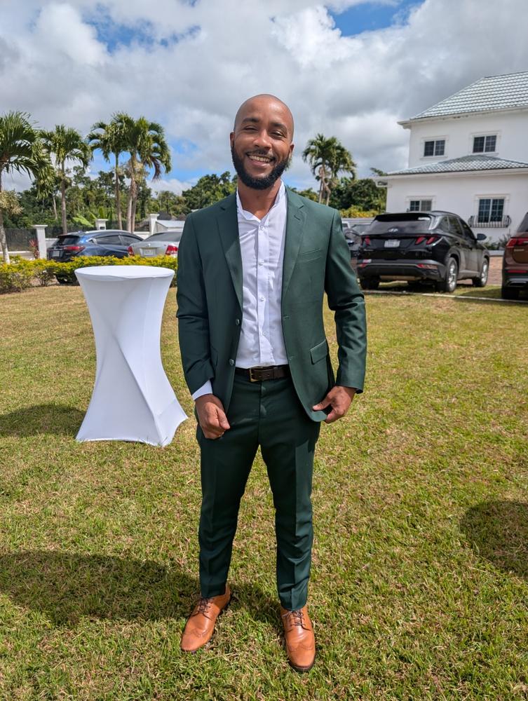Forest Green Two Button Suit - Customer Photo From Steven Channer