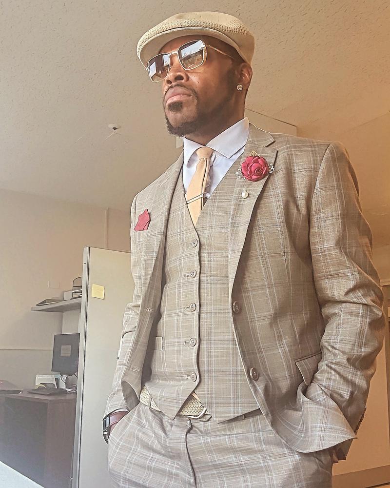 Dusty Brown Plaid Three Piece Suit - Customer Photo From Brad Montgomery